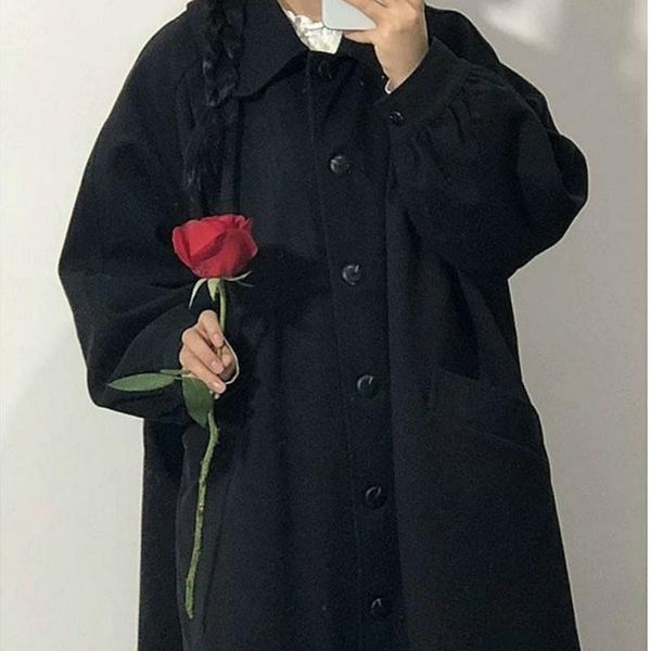 women's wool & blends winter preppy woolen women korean black long loose coats vintage single breasted thicken warm jackets outerwear
women's wool & blends winter preppy woolen women korean black long loose coats vintage single breasted thicken warm jackets outerwear
