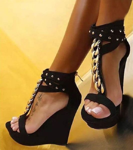 2021 new gladiator women sandals high heels fashion sandals chain platform wedges shoes for women, Black
2021 new gladiator women sandals high heels fashion sandals chain platform wedges shoes for women, Black