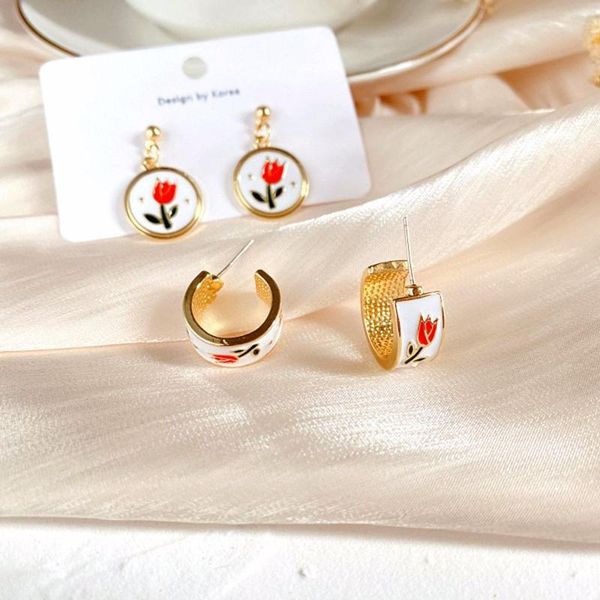 stud 2021 shiny luxury vintage enamel glaze tulips flower women earrings geometric c-shaped cute ear jewelry daily wear, Golden;silver
stud 2021 shiny luxury vintage enamel glaze tulips flower women earrings geometric c-shaped cute ear jewelry daily wear, Golden;silver