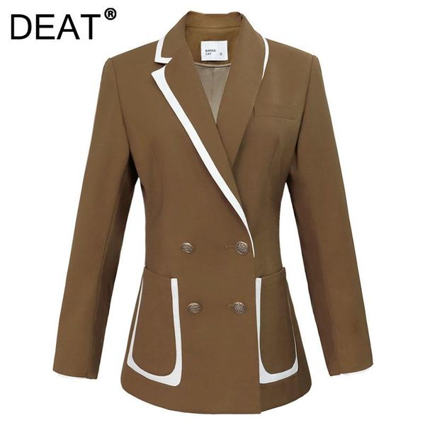women's suits & blazers deat woman blazer brown solid white striped notched long sleeve slim office lady style loose jacket 2021 summer, White;black
women's suits & blazers deat woman blazer brown solid white striped notched long sleeve slim office lady style loose jacket 2021 summer, White;black