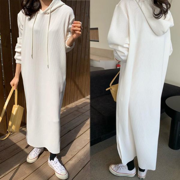 women's hoodies & sweatshirts drawstring hat retro thread dress korean version chic loose straight tube show thin slit long sleeve leis, Black
women's hoodies & sweatshirts drawstring hat retro thread dress korean version chic loose straight tube show thin slit long sleeve leis, Black
