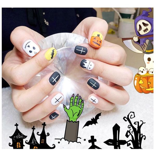 false nails 24cs/box halloween nail art sticker pumpkin cute little ghost love fake pieces jewelry tools, Red;gold
false nails 24cs/box halloween nail art sticker pumpkin cute little ghost love fake pieces jewelry tools, Red;gold
