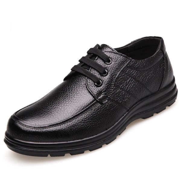 

Zapatos planos piel auténtica para hombre, calzado informal de marca, suave y cómodo, con cordones, color negro, alta calidad, ZH740,, Brown 02