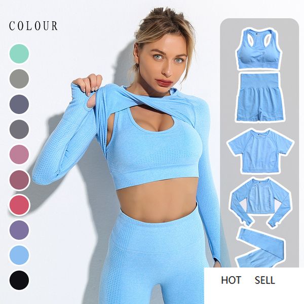 2/3pcs women's tracksuit gym sports set long sleeve crop hight waist leggings seamless yoga set, White;red
2/3pcs women's tracksuit gym sports set long sleeve crop hight waist leggings seamless yoga set, White;red