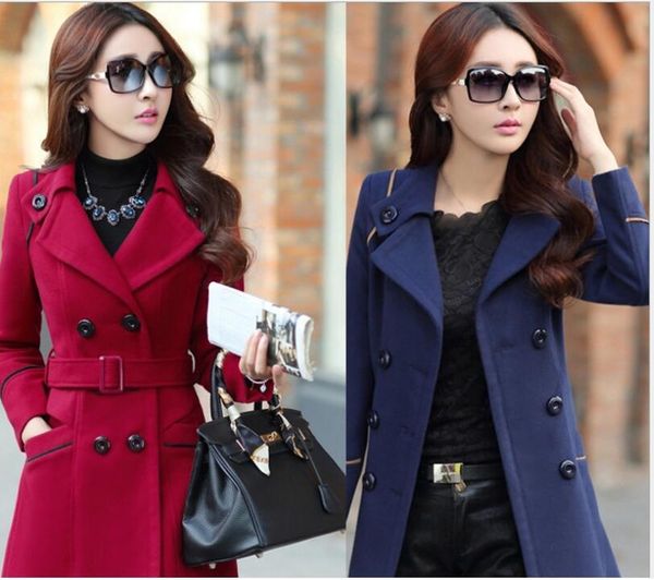women's wool & blends winter women coat plus size woolen long female autumn fashion double-breasted jacket, Black
women's wool & blends winter women coat plus size woolen long female autumn fashion double-breasted jacket, Black