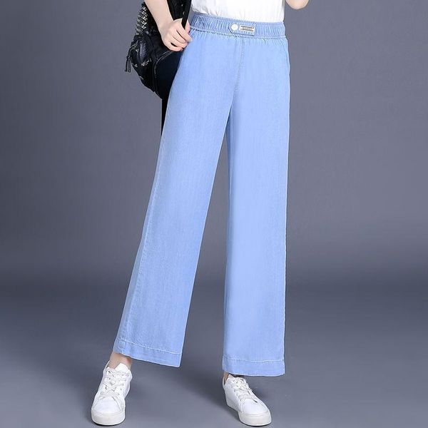 korean style elastic high waist tencel denim wide leg pants casual ankle-length pants women big size summer loose blue trousers
korean style elastic high waist tencel denim wide leg pants casual ankle-length pants women big size summer loose blue trousers