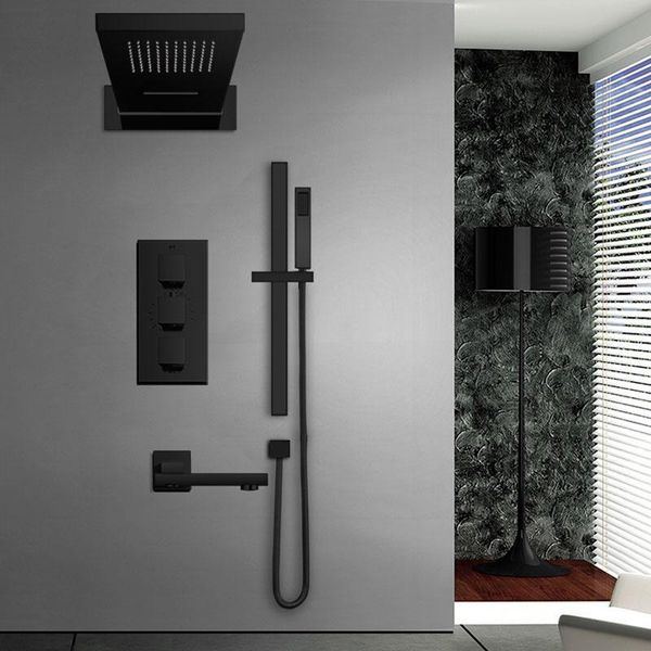 black brass thermostatic faucets bathroom faucet set thermostatic mix valve with rainfull shower head
black brass thermostatic faucets bathroom faucet set thermostatic mix valve with rainfull shower head
