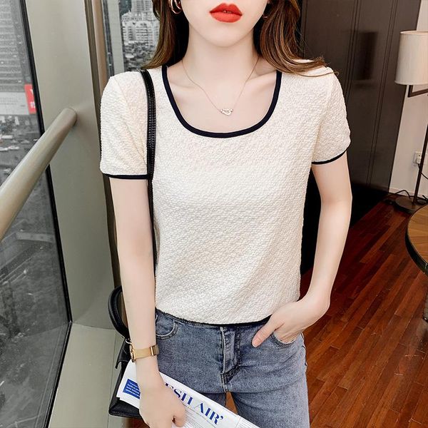 women's t-shirt pieces spot short sleeve female han edition brief paragraph led small coat, White
women's t-shirt pieces spot short sleeve female han edition brief paragraph led small coat, White
