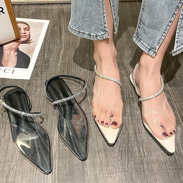 sandals women's 2021 summer student versatile diamond pointed toe pvc transparent shoes fashion flat roman sandalias, Black
sandals women's 2021 summer student versatile diamond pointed toe pvc transparent shoes fashion flat roman sandalias, Black