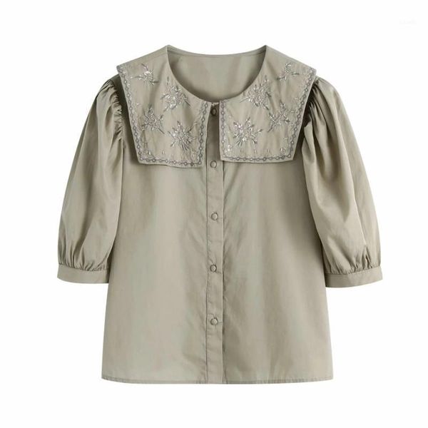 women's blouses & shirts summer women beading flower embroidery shirt female puff sleeve blouse casual lady loose blusas s9008, White
women's blouses & shirts summer women beading flower embroidery shirt female puff sleeve blouse casual lady loose blusas s9008, White