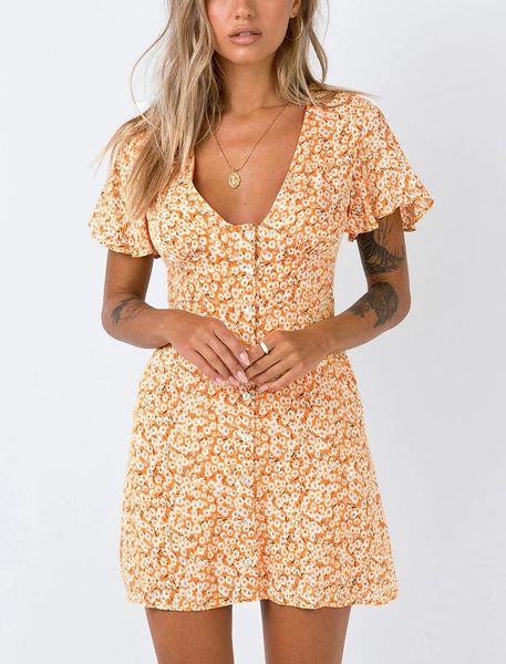 casual dresses summer floral print vintage mini dress women deep v neck boho beach female short sleeve button, Black;gray
casual dresses summer floral print vintage mini dress women deep v neck boho beach female short sleeve button, Black;gray