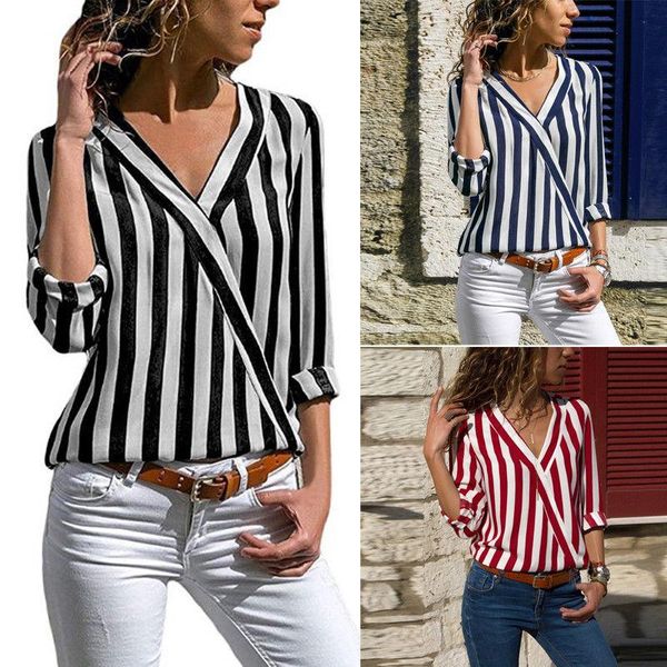 women's blouses & shirts women fashion 2021 deep v-neck blouse striped office lady shirt casual long sleeve womens and, White
women's blouses & shirts women fashion 2021 deep v-neck blouse striped office lady shirt casual long sleeve womens and, White