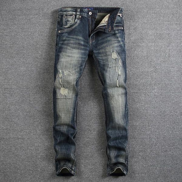 men's jeans european vintage fashion men retro black blue elastic slim fit ripped embroidery designer distressed denim pants
men's jeans european vintage fashion men retro black blue elastic slim fit ripped embroidery designer distressed denim pants