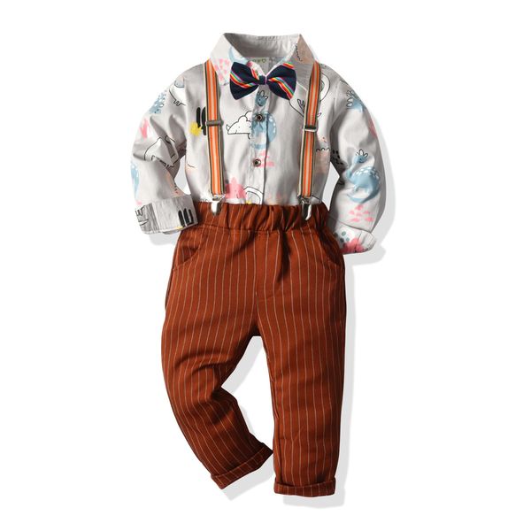 0-6y autumn kids boys clothes sets 2pcs cartoon print long sleeve single breasted shirts bow tie overalls pants, White
0-6y autumn kids boys clothes sets 2pcs cartoon print long sleeve single breasted shirts bow tie overalls pants, White