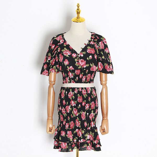 hit color printed two piece set for women v neck short sleeve high waist mini skirt vintage sets female summer, White
hit color printed two piece set for women v neck short sleeve high waist mini skirt vintage sets female summer, White