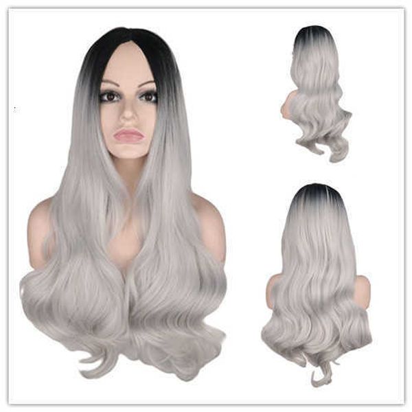 yiwu granny grey medium split long curly hair gradually changing color chemical fiber wig head cover, Black
yiwu granny grey medium split long curly hair gradually changing color chemical fiber wig head cover, Black