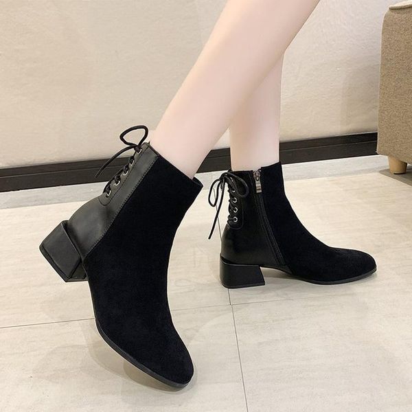 boots women ankle office faux suede ladies short pointed toe square heels woman shoes solid female boot lace up 2021, Black
boots women ankle office faux suede ladies short pointed toe square heels woman shoes solid female boot lace up 2021, Black