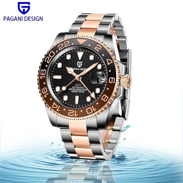 wristwatches gmt pagani design 40mm mechanical classic luxury men's automatic watches stainless steel sports waterproof watch, Slivery;brown
wristwatches gmt pagani design 40mm mechanical classic luxury men's automatic watches stainless steel sports waterproof watch, Slivery;brown