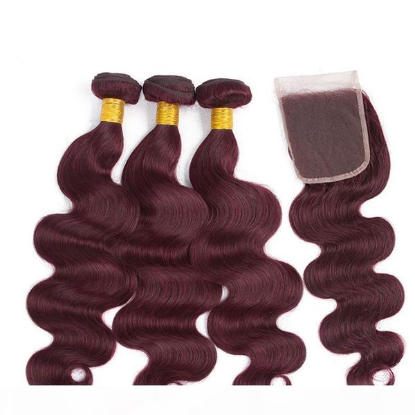 #99j wine red virgin brazilian human hair bundles with closure 4pcs lot body wave burgundy 4x4 lace closure with human hair weaves, Black
#99j wine red virgin brazilian human hair bundles with closure 4pcs lot body wave burgundy 4x4 lace closure with human hair weaves, Black