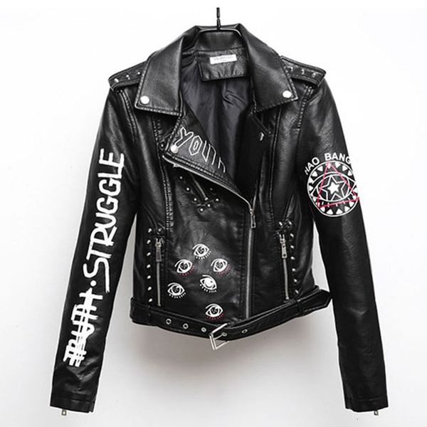 women printed letters pu leather jacket biker moto black faux jacket female pattern black rivet hip hop short zipper coat py21 201007, Black;brown
women printed letters pu leather jacket biker moto black faux jacket female pattern black rivet hip hop short zipper coat py21 201007, Black;brown