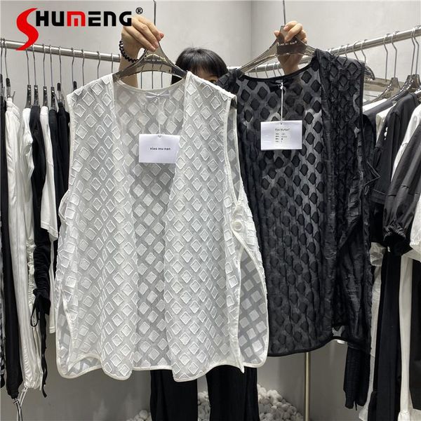 women's vests 2021 summer thin cambric rhombus tassel split bandage dress vest mid-length lazy style waistcoat jacket women, Black;white
women's vests 2021 summer thin cambric rhombus tassel split bandage dress vest mid-length lazy style waistcoat jacket women, Black;white