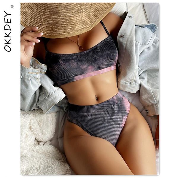 women's swimwear tie dye bikini set high waist women ribbed bathing suit swimsuit triangle summer beachwear swimming, White;black
women's swimwear tie dye bikini set high waist women ribbed bathing suit swimsuit triangle summer beachwear swimming, White;black