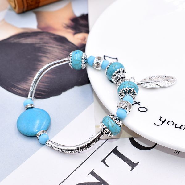 new vintage strands turquoises natural stone bracelets for women men alloy leaf pendant flower decration charm bracelet bangle fashion jewel, Black
new vintage strands turquoises natural stone bracelets for women men alloy leaf pendant flower decration charm bracelet bangle fashion jewel, Black