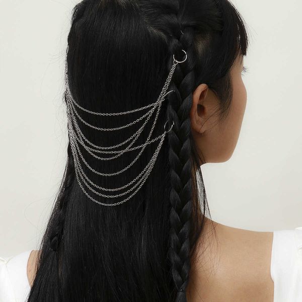 temperament multi-layer tassel chain suit hair accessories simple twist braid headdress, Silver
temperament multi-layer tassel chain suit hair accessories simple twist braid headdress, Silver