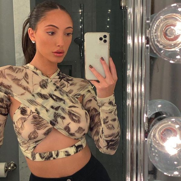 women's t-shirt women fashion print long sleeve cut-out wrap mesh see through cropped streetwear lady clothes, White
women's t-shirt women fashion print long sleeve cut-out wrap mesh see through cropped streetwear lady clothes, White