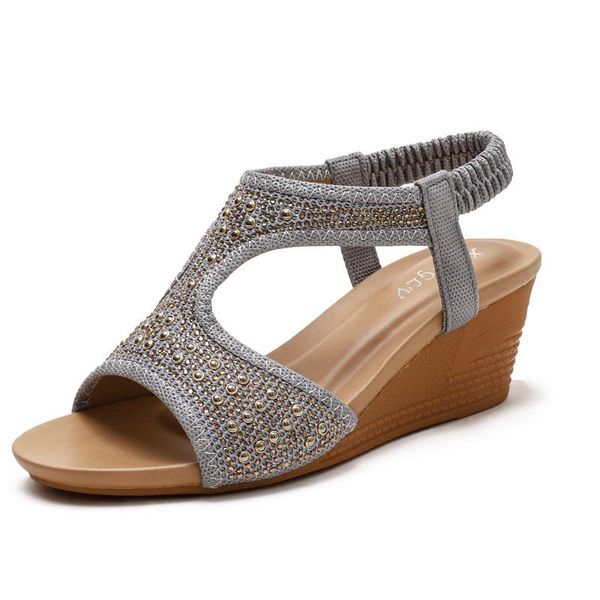 summer high heels women casual sandals wedges open toe rhinestone ladies shoes gladiator platform elastic band beach sandals, Black
summer high heels women casual sandals wedges open toe rhinestone ladies shoes gladiator platform elastic band beach sandals, Black