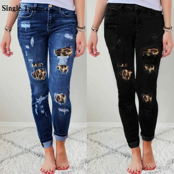 women's jeans 2021 spring female fashion streetwear leopard print hole patch elasticity skinny high waist denim pants for women, Blue
women's jeans 2021 spring female fashion streetwear leopard print hole patch elasticity skinny high waist denim pants for women, Blue