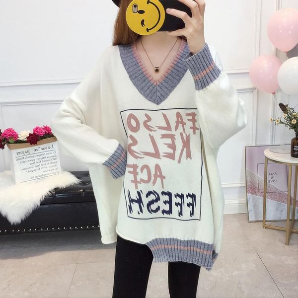 women's sweaters cardigan spring autumn v neck letter print long batwing sleeve loose ladies pullovers female knitted wear, White;black
women's sweaters cardigan spring autumn v neck letter print long batwing sleeve loose ladies pullovers female knitted wear, White;black