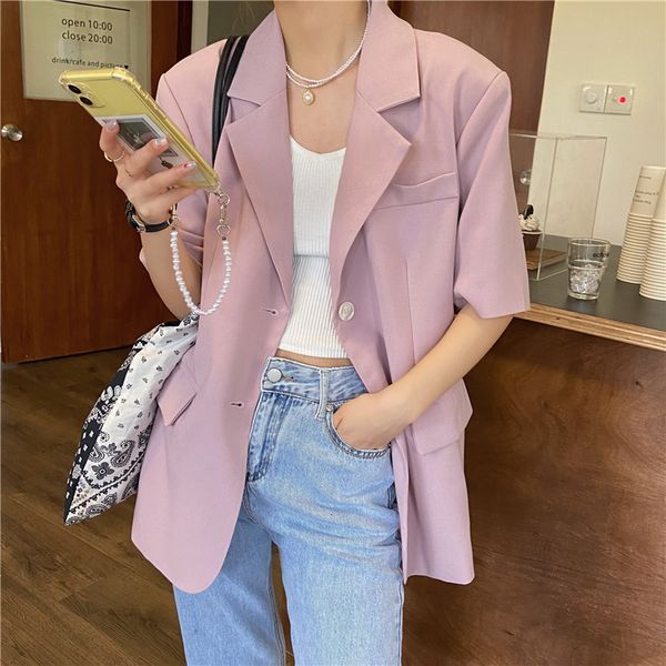 women's suits & blazers hzirip minimalist loose coat for women, pink short sleeve jacket with casual, chic shoulder pad eqnv, White;black
women's suits & blazers hzirip minimalist loose coat for women, pink short sleeve jacket with casual, chic shoulder pad eqnv, White;black