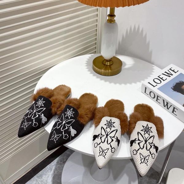 slippers rose flower embroider fur women pointed toe warm plush mules winter shoes woman cover floral fleeces slides, Black
slippers rose flower embroider fur women pointed toe warm plush mules winter shoes woman cover floral fleeces slides, Black