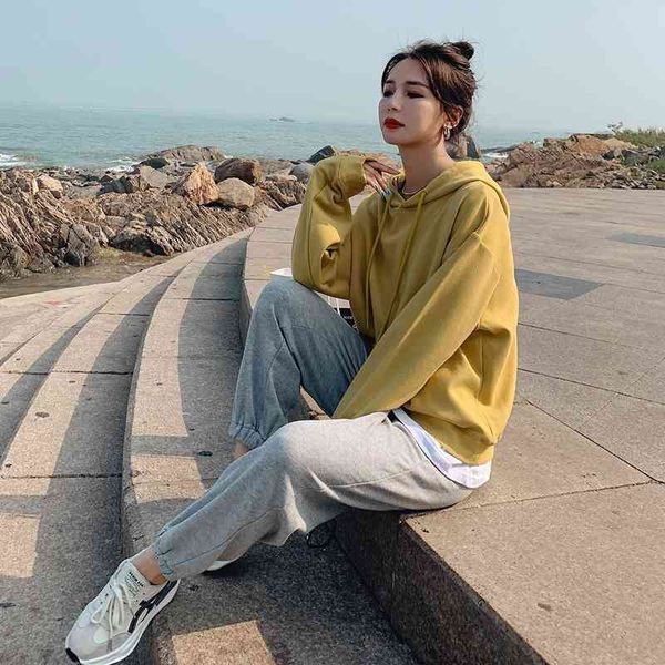 2021 fake two-piece sweater jacket women's autumn new korean loose ins hooded two-color pullover, Black
2021 fake two-piece sweater jacket women's autumn new korean loose ins hooded two-color pullover, Black