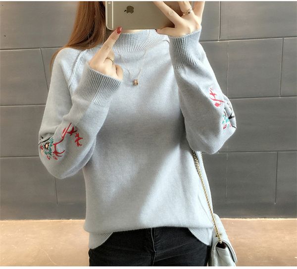 new half 2021 turtleneck thick warm women sweaters pullovers woman jumper pull femme floral embroidery knitted sweater yge6, White;black
new half 2021 turtleneck thick warm women sweaters pullovers woman jumper pull femme floral embroidery knitted sweater yge6, White;black