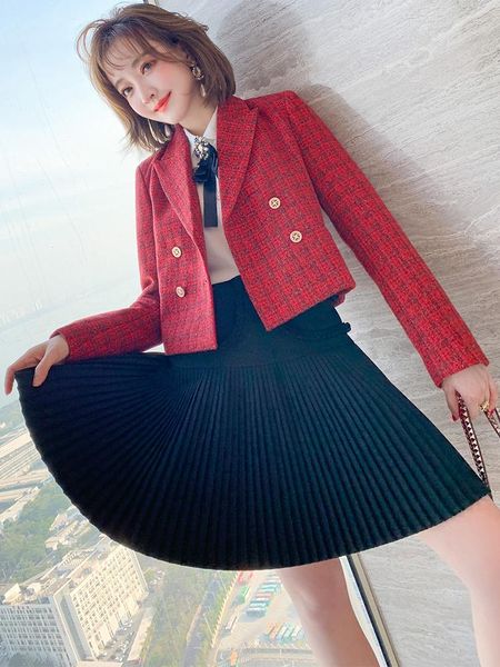 retro bright silk plaid tweed lapel suit jacket women's wear 2021 spring new quality, White;black
retro bright silk plaid tweed lapel suit jacket women's wear 2021 spring new quality, White;black