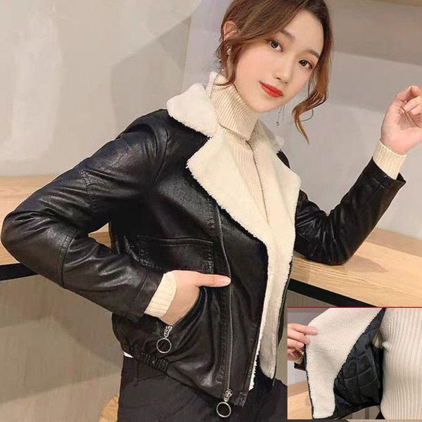 women's leather & faux coat for women 2021 spring and autumn korean style young middle-aged lapel long-sleeved cardigan short, Black
women's leather & faux coat for women 2021 spring and autumn korean style young middle-aged lapel long-sleeved cardigan short, Black