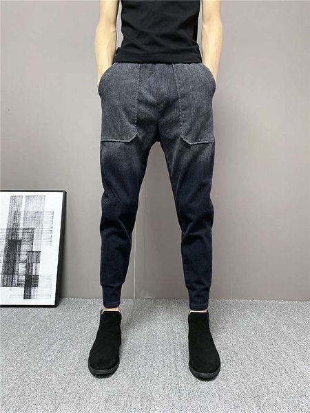 spring men's small foot casual jeans with thickened stitching net red and gradual change trend elastic corset harem pants, Blue
spring men's small foot casual jeans with thickened stitching net red and gradual change trend elastic corset harem pants, Blue