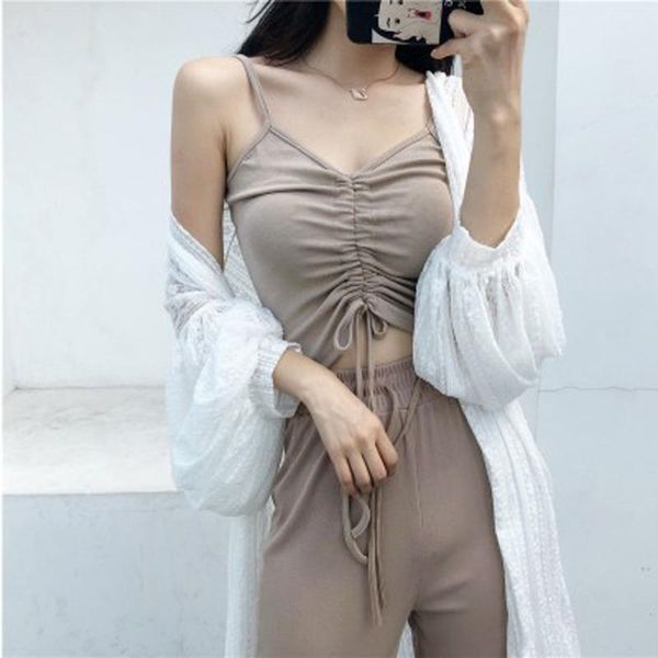 women's tanks & camis sweet cropped summer korean style lace up drawstring adjustable knit tank wdc4916, White
women's tanks & camis sweet cropped summer korean style lace up drawstring adjustable knit tank wdc4916, White