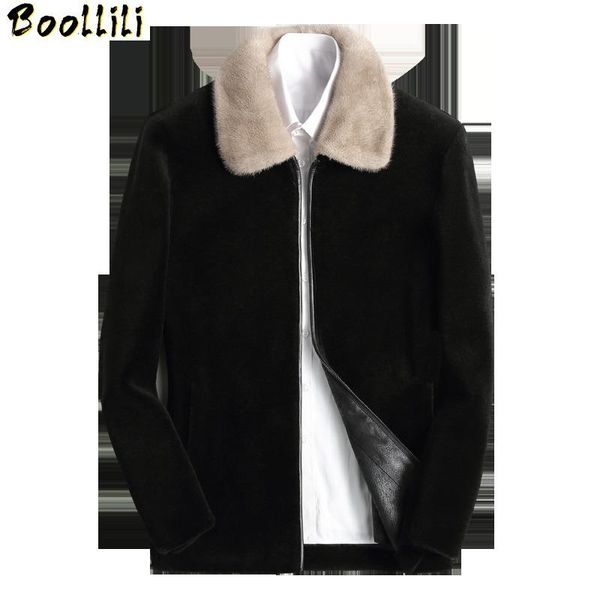 men's leather & faux boollili autumn winter real fur coat men sheep shearing 100% wool jacket mink collar korean abrigo hombre, Black
men's leather & faux boollili autumn winter real fur coat men sheep shearing 100% wool jacket mink collar korean abrigo hombre, Black