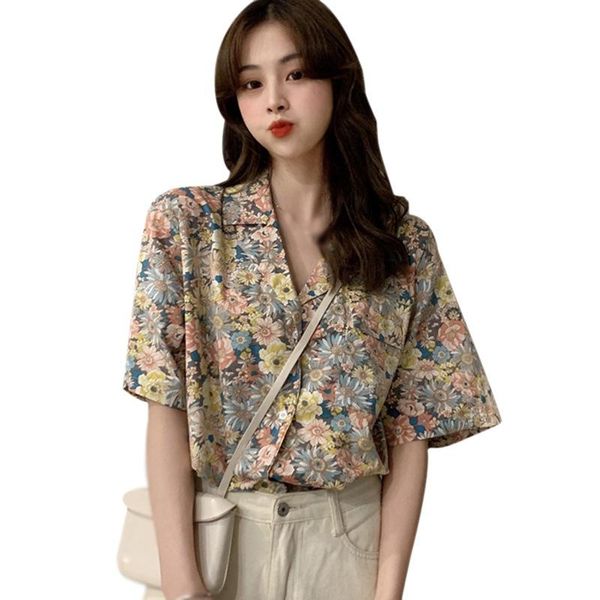 women's blouses & shirts women floral printed notched loose summer short sleeve chiffon ladies blouse female korean sweety, White
women's blouses & shirts women floral printed notched loose summer short sleeve chiffon ladies blouse female korean sweety, White