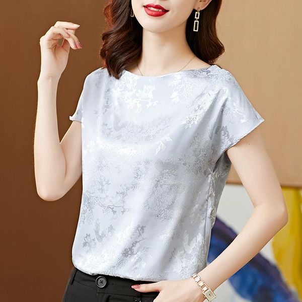 women's blouses & shirts 2021 summer women blouse satin batwing sleeve short womens floral printing ladise t-shirt o-neck ol woman clo, White
women's blouses & shirts 2021 summer women blouse satin batwing sleeve short womens floral printing ladise t-shirt o-neck ol woman clo, White