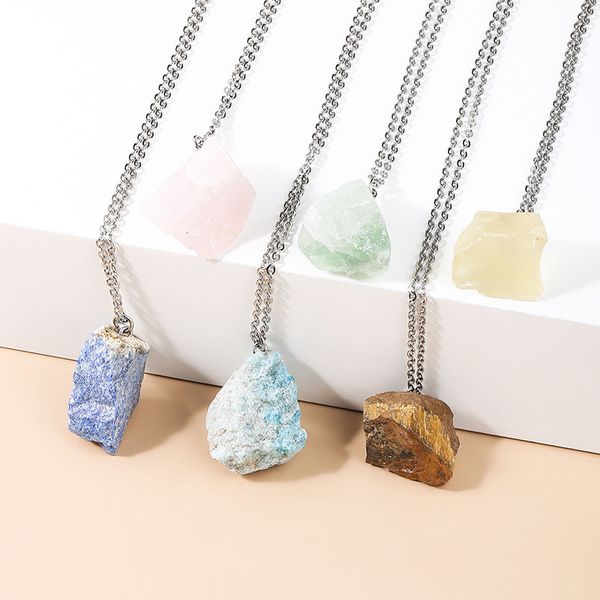 raw gemstone crystal charms pendant necklaces irregular quartz stones wholesale jewelry for women, Silver
raw gemstone crystal charms pendant necklaces irregular quartz stones wholesale jewelry for women, Silver
