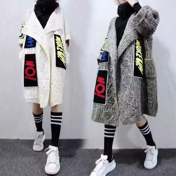 thickened sweater autumn and winter leisure medium length women's cardigan sweaters korean loose long sleeve, White;black
thickened sweater autumn and winter leisure medium length women's cardigan sweaters korean loose long sleeve, White;black