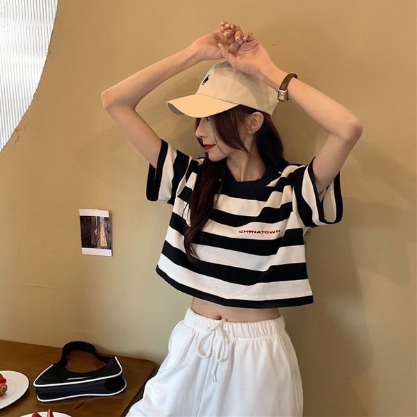 women's shirt lets loose casual sleeve short t-shirt striped shirt short t-shirt harajuku women's clothes 7tct, White
women's shirt lets loose casual sleeve short t-shirt striped shirt short t-shirt harajuku women's clothes 7tct, White