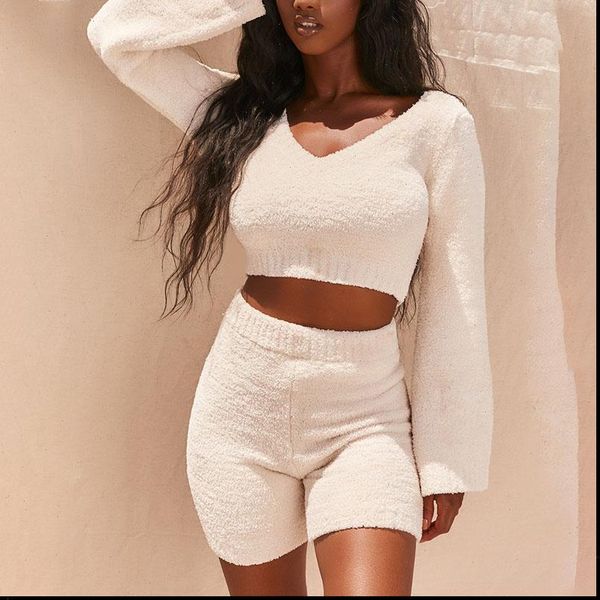 white knitting hollow casual two piece set and short autumn women set 2 piece set women outfits 2021, Gray
white knitting hollow casual two piece set and short autumn women set 2 piece set women outfits 2021, Gray