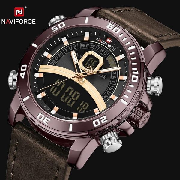 wristwatches naviforce sport quartz watch men military chronograph alarm multifunction analog digital watches dual time wristwatch waterproo, Slivery;brown
wristwatches naviforce sport quartz watch men military chronograph alarm multifunction analog digital watches dual time wristwatch waterproo, Slivery;brown