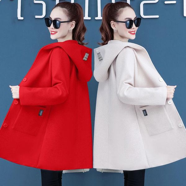 women's wool & blends plus size 6xl woolen overcoat 2021 women spring autumn coat female no velvet/plus velvet jacket ladies windbreake, Black
women's wool & blends plus size 6xl woolen overcoat 2021 women spring autumn coat female no velvet/plus velvet jacket ladies windbreake, Black