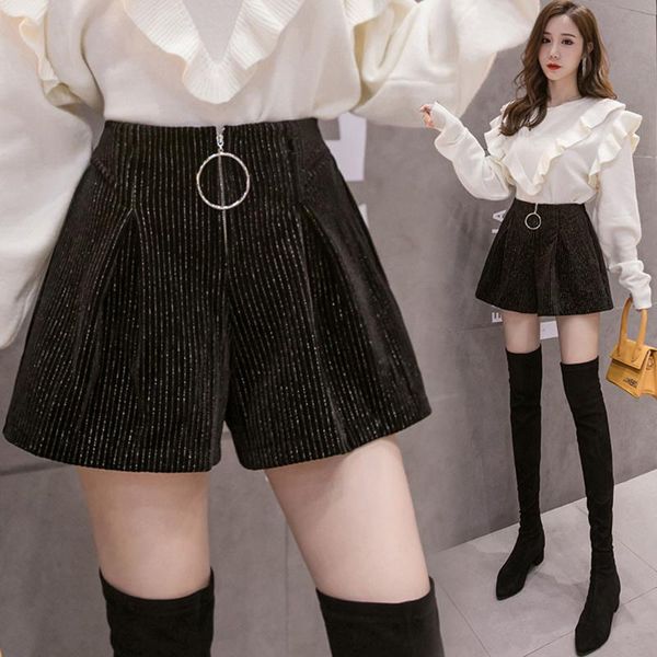 women's shorts autumn winter bright mini velvet women high waist wide leg short pants ladies office work booty front zipper, White;black
women's shorts autumn winter bright mini velvet women high waist wide leg short pants ladies office work booty front zipper, White;black